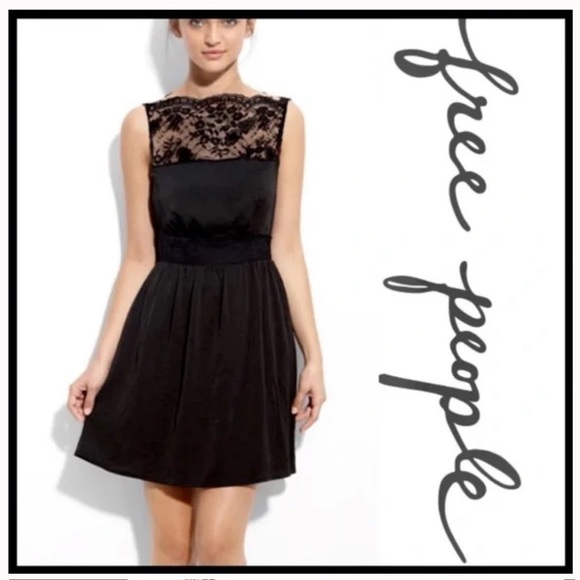 FREE People Two for Tea Drop Waist Lace Bodice Party Dress Size Medium - Picture 1 of 16
